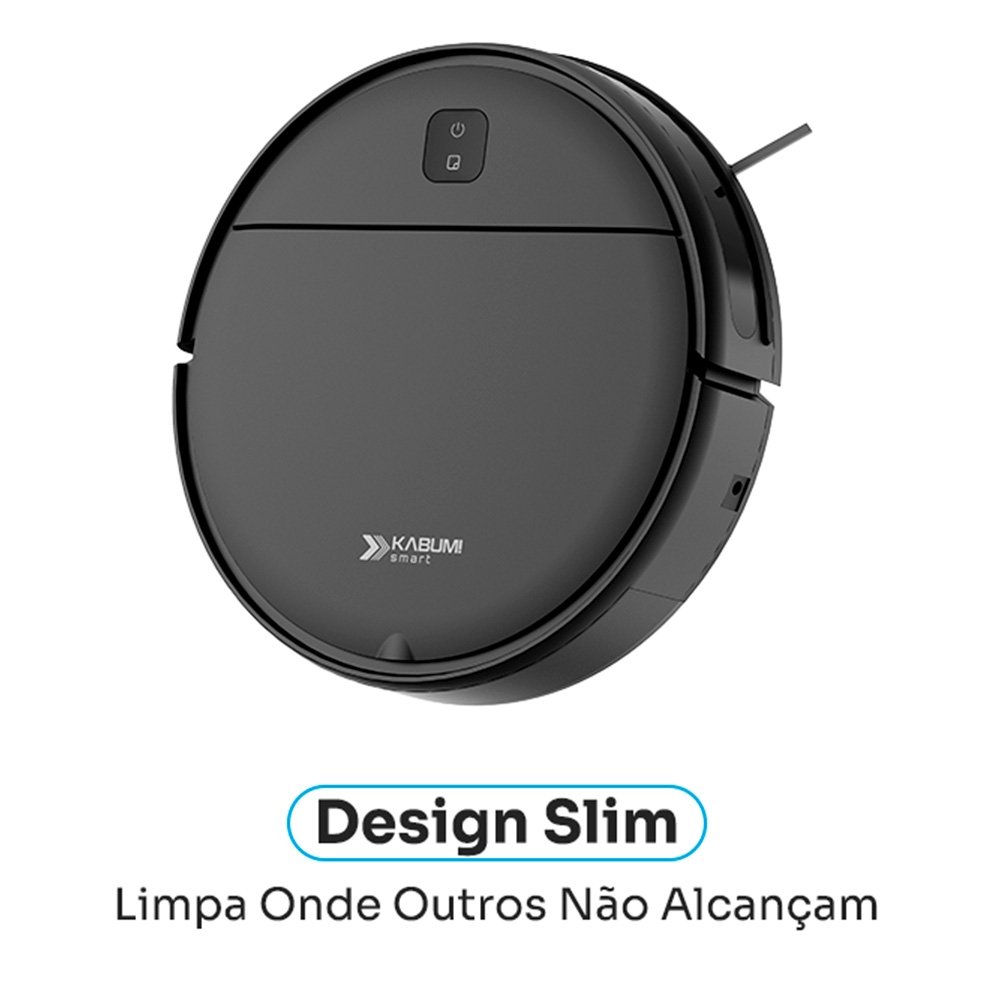Imagem 5 de 7 do produto Robô Aspirador de Pó KABUM! smart K100 - Limpeza Autônoma Sem App, Design Slim, Até 90min, Sensor Antiqueda/Anticolisão, Bivolt - KSAR100PT