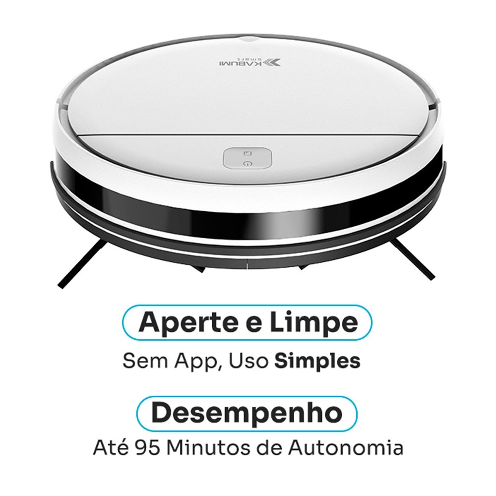 Robô Aspirador de Pó Balão.info Smart K100 - Limpeza Autônoma Sem App, Design Slim, Até 90min, Sensor Antiqueda/Anticolisão, Bivolt - KSAR100BR - view 3