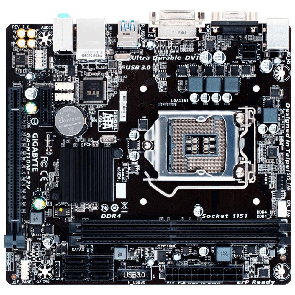 Placa-Mãe Gigabyte GA-H110M-S2V, Intel LGA 1151, mATX, DDR4 Placa-Mãe Gigabyte GA-H110M-S2V, Intel LGA 1151, mATX, DDR4