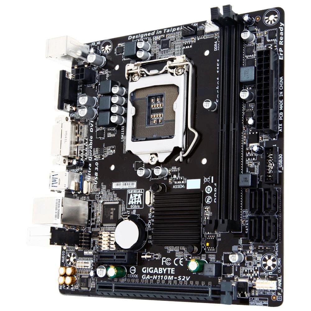 Placa-Mãe Gigabyte GA-H110M-S2V, Intel LGA 1151, mATX, DDR4 Placa-Mãe Gigabyte GA-H110M-S2V, Intel LGA 1151, mATX, DDR4