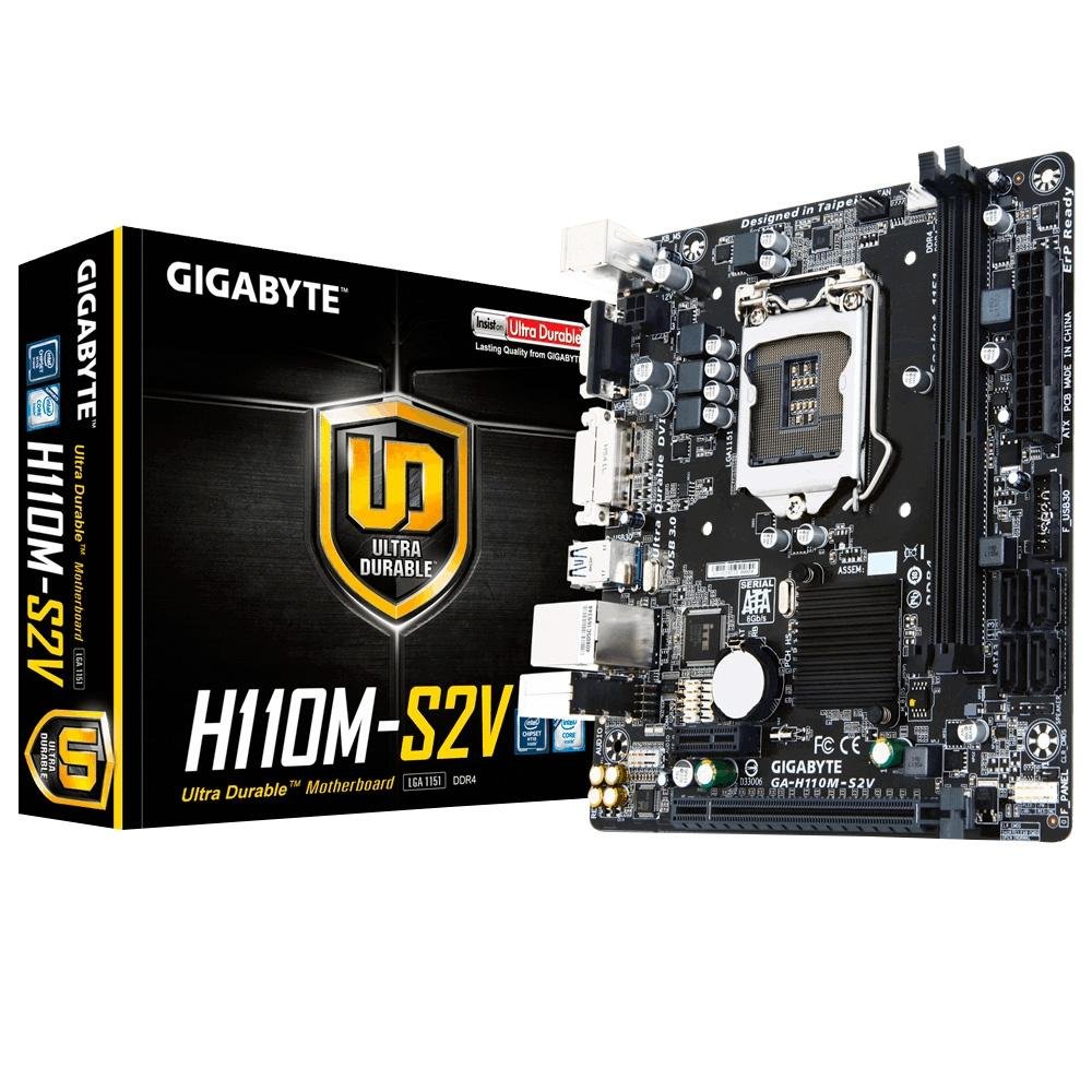 Placa-Mãe Gigabyte GA-H110M-S2V, Intel LGA 1151, mATX, DDR4 Placa-Mãe Gigabyte GA-H110M-S2V, Intel LGA 1151, mATX, DDR4