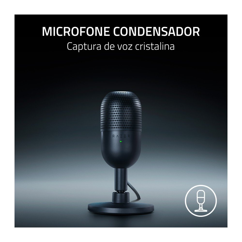 Microfone ( Balão.info) Seiren V3 Mini, Condensador, Sensor Tap-to-Mute, Ultra Compacto, USB, Preto - RZ19-( Balão.info - foto 2