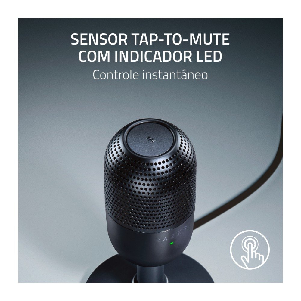 Microfone ( Balão.info) Seiren V3 Mini, Condensador, Sensor Tap-to-Mute, Ultra Compacto, USB, Preto - RZ19-( Balão.info - foto 4