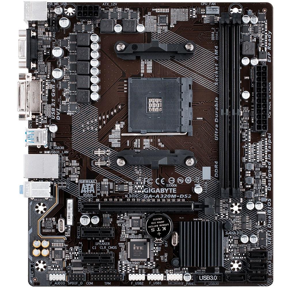 Placa-Mãe Gigabyte GA-A320M-DS2, AMD AM4, mATX, DDR4 Placa-Mãe Gigabyte GA-A320M-DS2, AMD AM4, mATX, DDR4