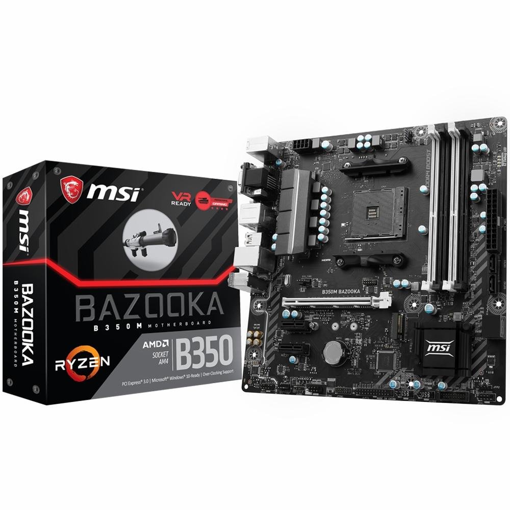 Placa-Mãe MSI p/ AMD AM4 mATX B350M BAZOOKA DDR4 Placa-Mãe MSI p/ AMD AM4 mATX B350M BAZOOKA DDR4