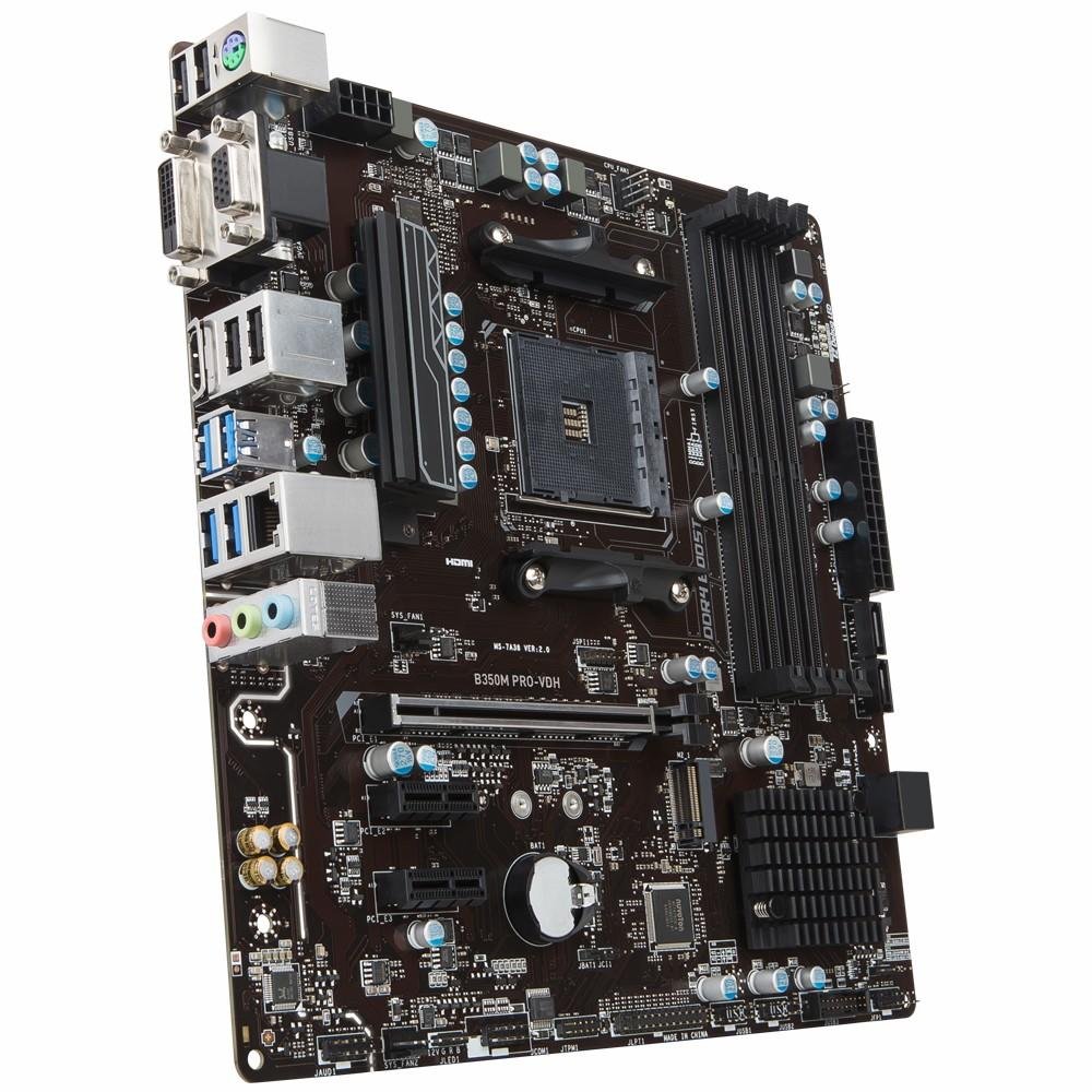 Placa-Mãe MSI B350M Pro-VDH, AMD AM4, mATX, DDR4 Placa-Mãe MSI B350M Pro-VDH, AMD AM4, mATX, DDR4