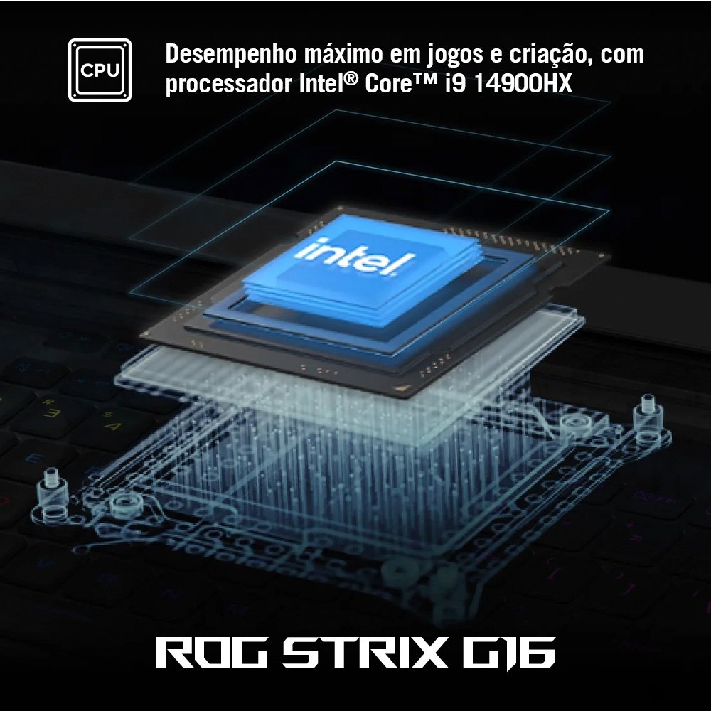 Imagem 3 de 30 do produto Notebook Gamer ASUS ROG Strix G16, Intel Core i9 14900HX, RTX5060, 16GB, 512 SSD, W11 Home, 16" FHD 240Hz, Cinza Eclipse - G615JMR-S5001W