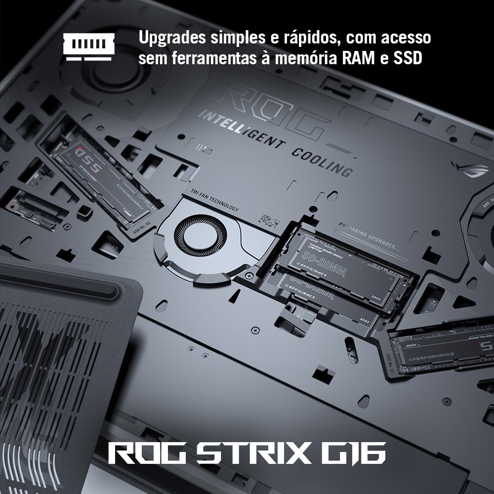 Imagem 7 de 30 do produto Notebook Gamer ASUS ROG Strix G16, Intel Core i9 14900HX, RTX5060, 16GB, 512 SSD, W11 Home, 16" FHD 240Hz, Cinza Eclipse - G615JMR-S5001W