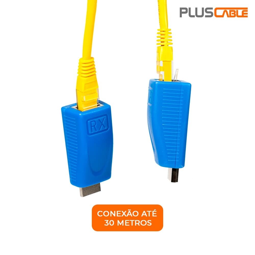 Imagem 2 de 5 do produto Adaptador PlusCable RJ45 Ethernet para HDMI - ADP-HDMIRJ45BL