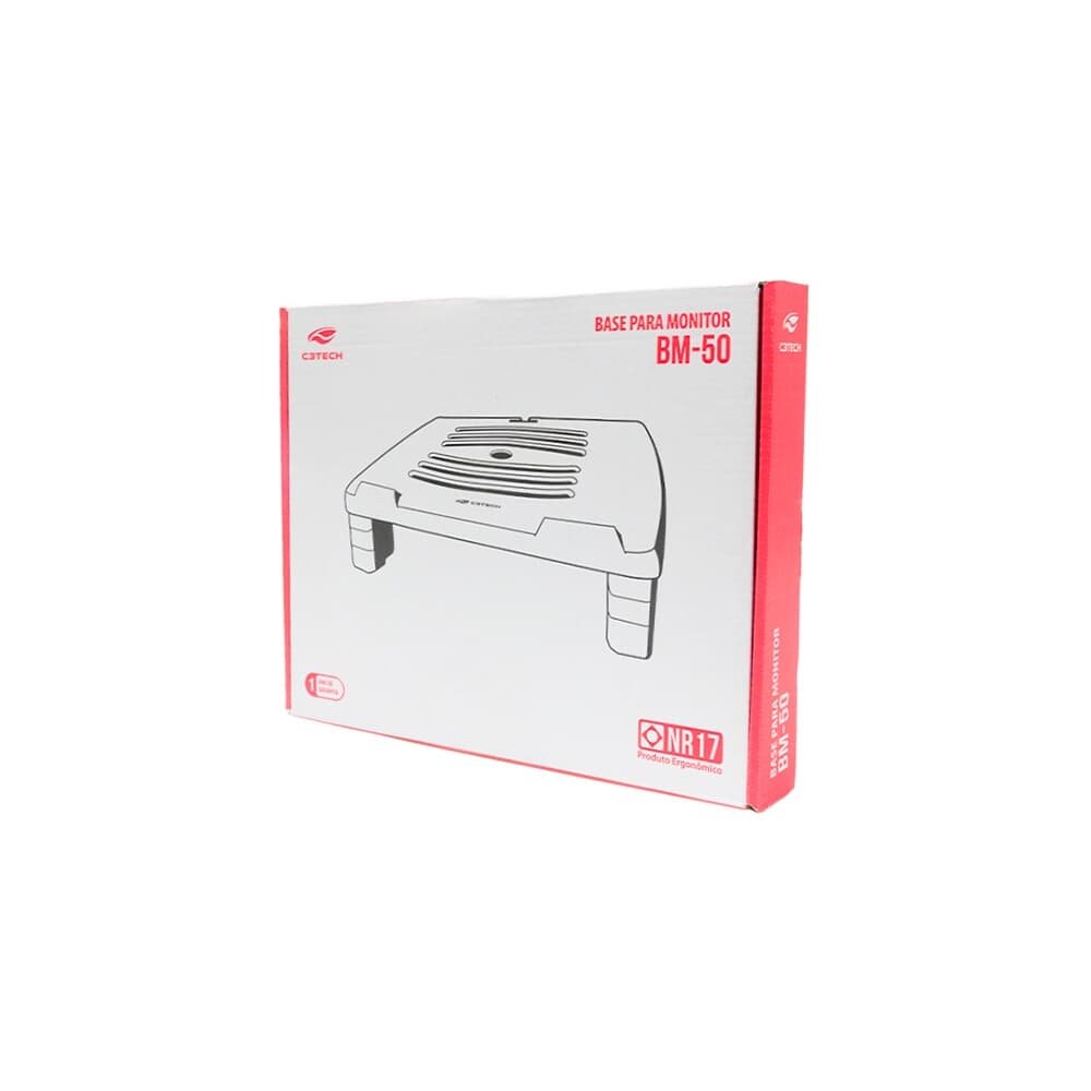 Imagem 4 de 4 do produto Suporte Ergonômico para Monitor C3Tech, Ajuste com 4 Níveis de Altura, Preto - BM-50BK