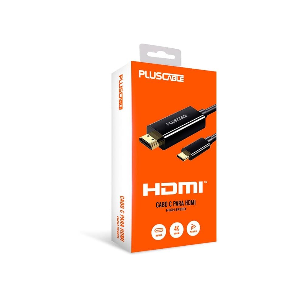 Cabo PlusCable USB-C para HDMI 2.0b, 2 Metros, Preto - HDMIC20 Cabo PlusCable USB-C para HDMI 2.0b, 2 Metros, Preto - HDMIC20