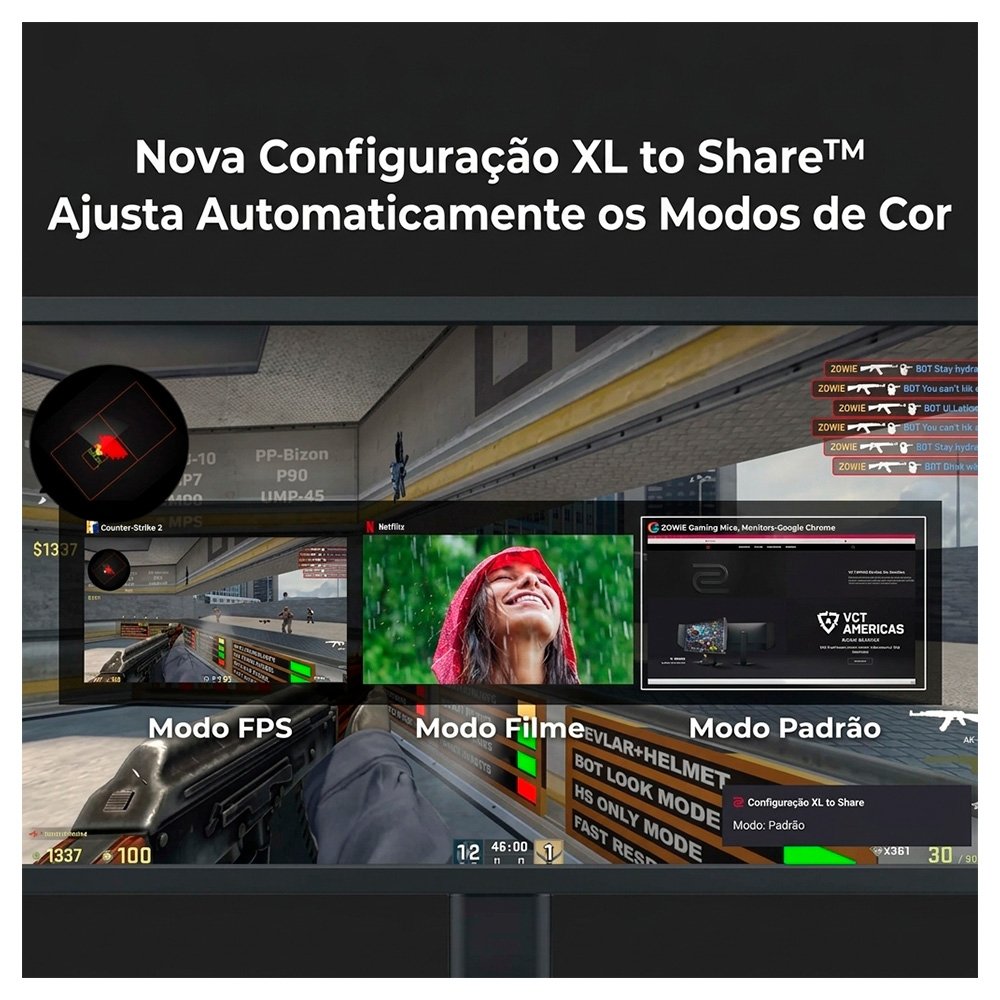 Imagem 3 de 15 do produto Monitor Gamer ZOWIE 24.1", Full HD, 280Hz, 1ms, Fast TN, DyAc 2, DisplayPort e HDMI, Altura Ajustável, Preto - XL2546X+