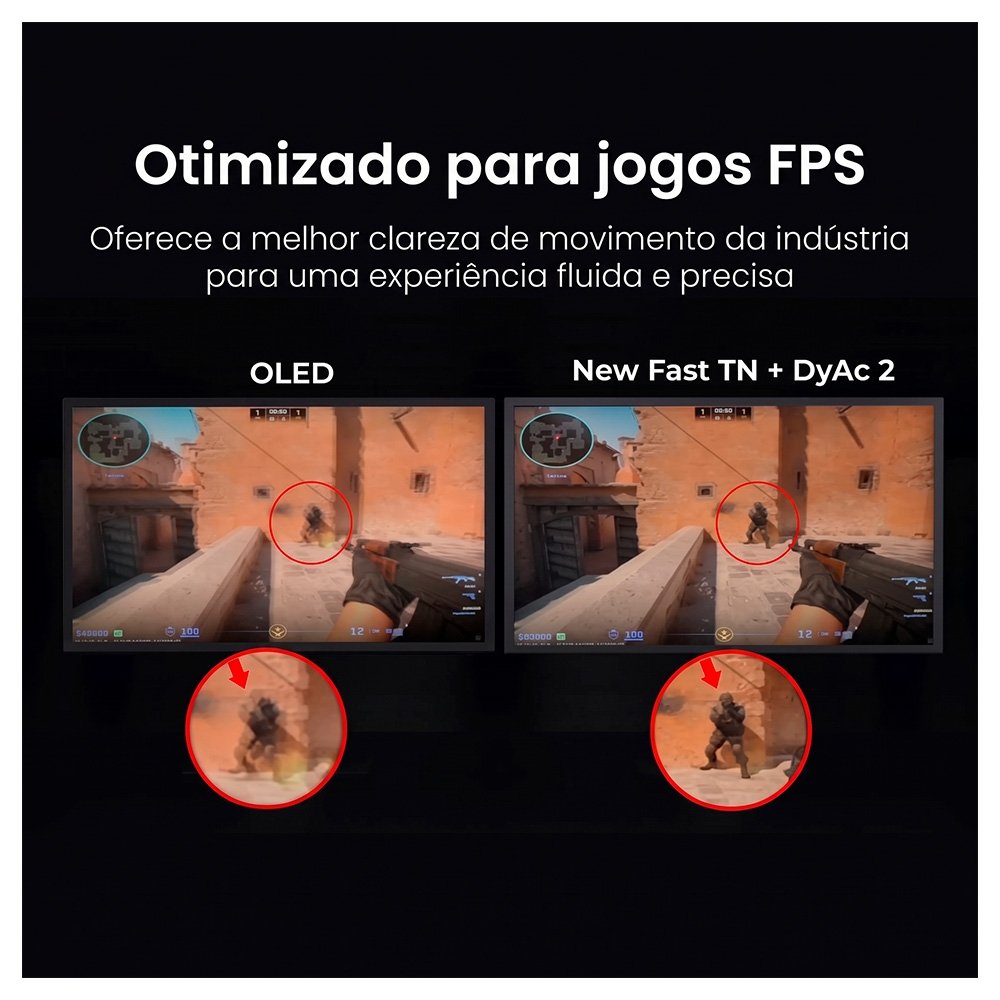 Imagem 4 de 15 do produto Monitor Gamer ZOWIE 24.1", Full HD, 600Hz, 1ms, Fast TN, DyAc 2, DisplayPort e HDMI, Altura Ajustável, Preto - XL2586X+