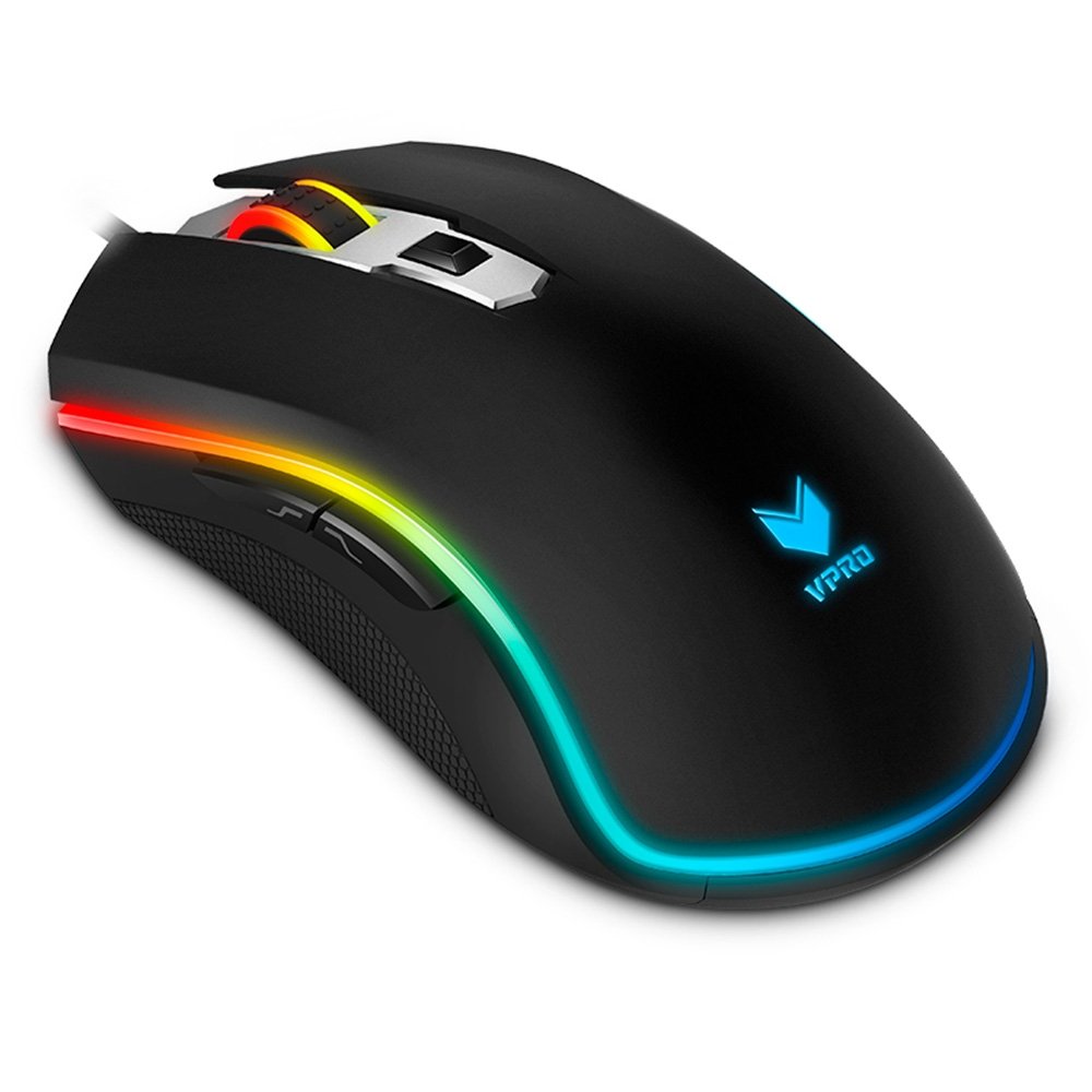 Mouse Gamer Rapoo V25S, RGB, 7000 DPI, 6 Botões Programáveis, Memória Interna, USB, Preto - V25S