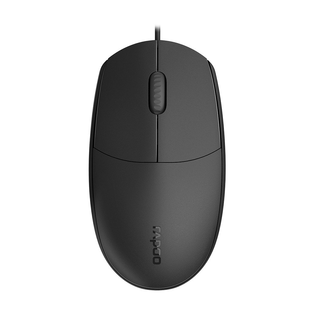 Mouse Óptico Rapoo N100C, 1000 DPI, Design Ambidestro, Plug & Play, USB, Preto - N100C
