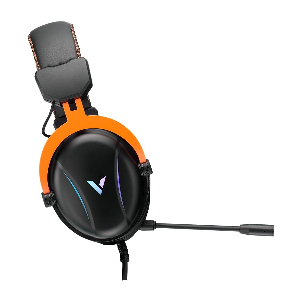 Headset Gamer Rapoo VH350S, RGB, Microfone com Cancelamento de Ruído, Preto e Laranja - VH350S