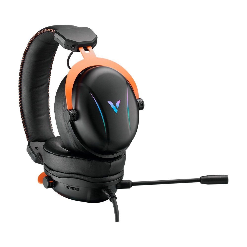 Headset Gamer Rapoo VH350S, RGB, Microfone com Cancelamento de Ruído, Preto e Laranja - VH350S