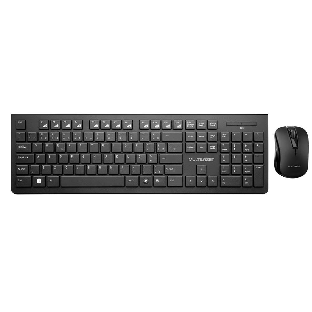 Imagem 2 de 2 do produto Kit Multi Teclado e Mouse Sem Fio Slim, 1200 DPI, Conexão USB, ABNT2, Preto - TC212