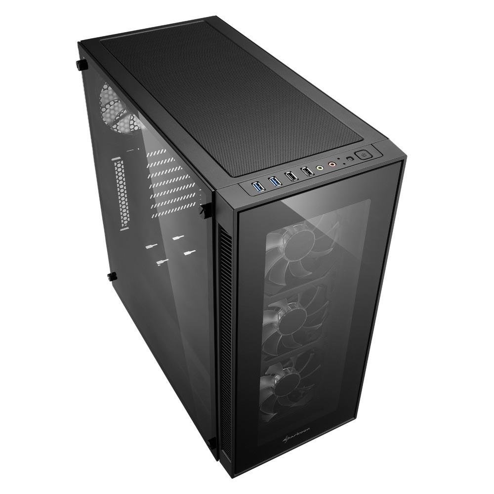 Gabinete Sharkoon TG5, ATX,  LED Vermelho, Lateral  e Frontal em Vidro Temperado,4x Cooler Fan, Preto - TG5
