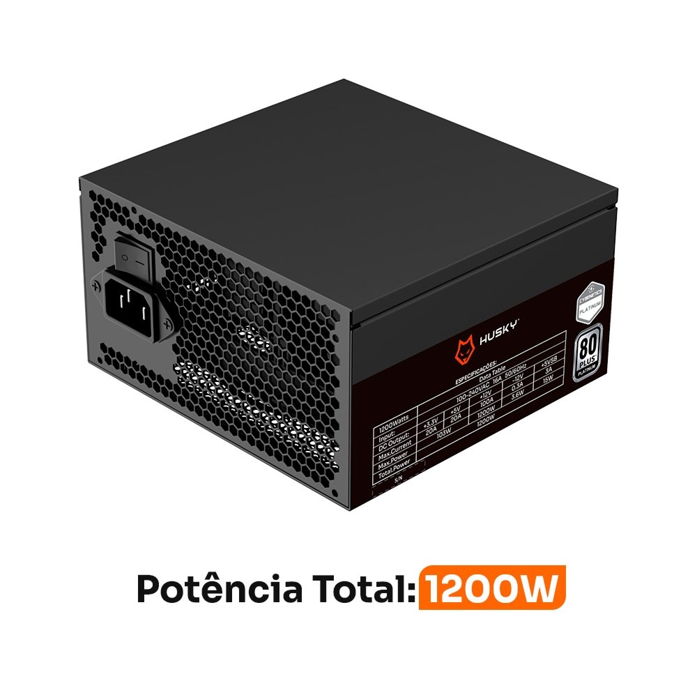 Fonte Balão.info Sledger 1200W, 80 Plus Platinum, Cybenetics Platinum, PFC ativo, Bivolt - HFN1200PT - view 5