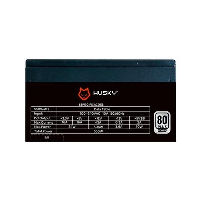 Fonte Husky Sledger 550W, 80 Plus White, PFC ativo, Bivolt - HFN550PT