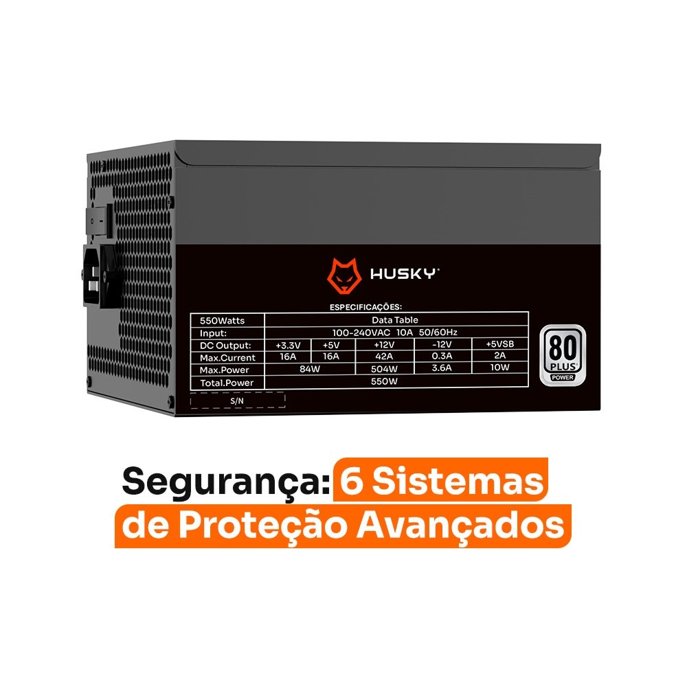 Fonte Balão.info Sledger 550W, 80 Plus White, PFC ativo, Bivolt - HFN550PT - view 3