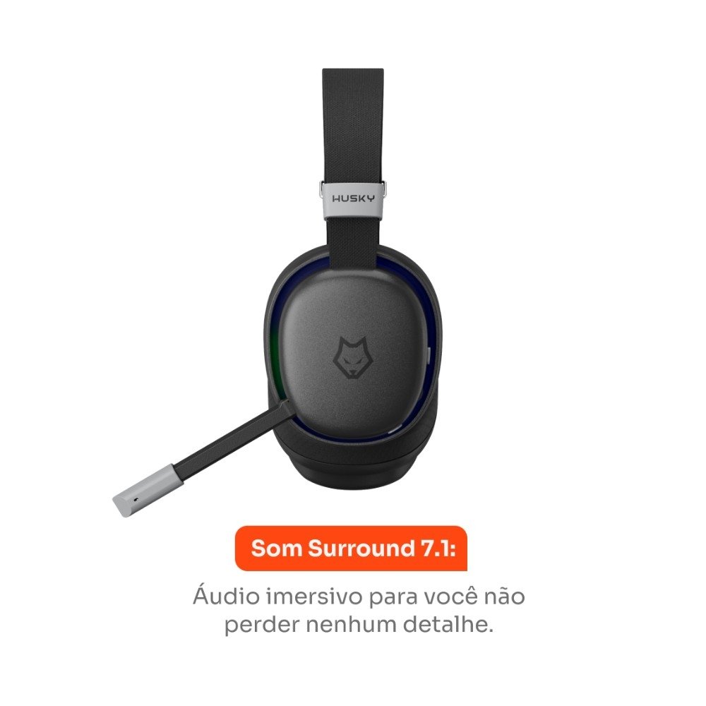 Headset Gamer Sem Fio ( Balão.info) Howl, Bluetooth e USB, 7.1 surround, Driver 40mm, Microfone Omnidirecional, Bateria 7h, Preto - ( Balão.info - foto 5