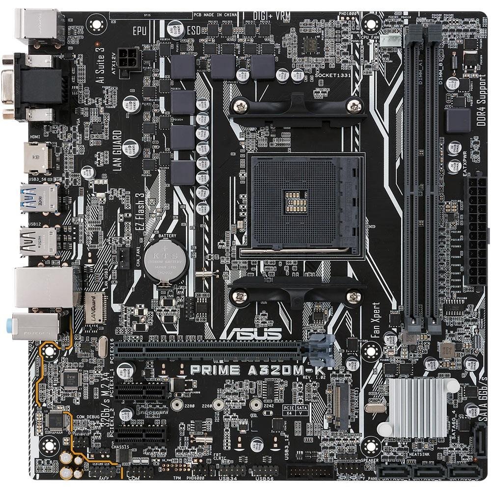 Placa-Mãe Asus Prime A320M-K, AMD AM4, mATX , DDR4 Placa-Mãe Asus Prime A320M-K, AMD AM4, mATX , DDR4