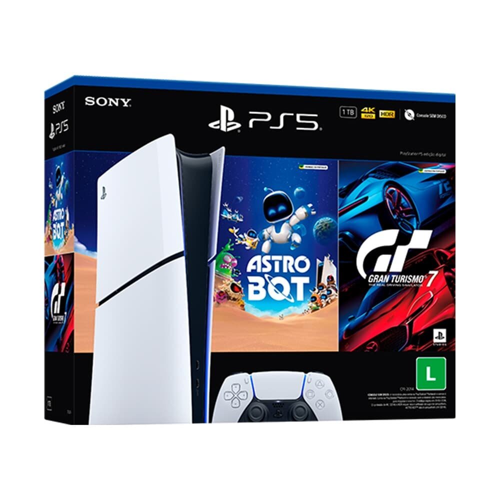 Imagem 2 de 6 do produto Console Sony PlayStation 5 Slim, Edição Digital, SSD 1TB, Controle Sem Fio DualSense + 2 Jogos Digitais