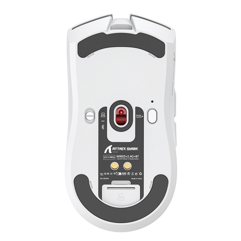 Mouse Gamer sem Fio Attack Shark X1, Ultraleve, com Base de Carregamento Magnético RGB, Tri-Mode, 40.000 DPI, Sensor Óptico PAW3395 PRO, 6 Botões - Branco - view 6