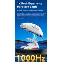 Mouse Gamer sem Fio Attack Shark X1, Ultraleve, com Base de Carregamento Magnético RGB, Tri-Mode, 40.000 DPI, Sensor Óptico PAW3395 PRO, 6 Botões - Branco