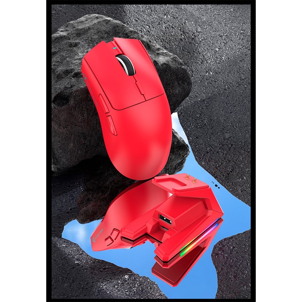 Mouse Gamer sem Fio Attack Shark X1, Ultraleve, com Base de Carregamento Magnético RGB, Tri-Mode, 40.000 DPI, Sensor Óptico ( Balão.info) PRO, 6 Botões - Vermelho - foto 5