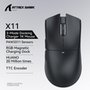 Mouse Gamer sem Fio Attack Shark X11 com Base de Carregamento Magnético RGB, Tri-Mode, 22.000 DPI, Sensor Óptico PAW3311, 5 Botões - Preto