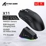 Mouse Gamer sem Fio Attack Shark X11 com Base de Carregamento Magnético RGB, Tri-Mode, 22.000 DPI, Sensor Óptico PAW3311, 5 Botões - Preto