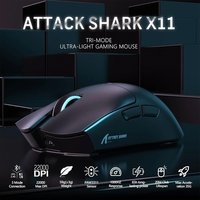 Mouse Gamer sem Fio Attack Shark X11 com Base de Carregamento Magnético RGB, Tri-Mode, 22.000 DPI, Sensor Óptico PAW3311, 5 Botões - Preto
