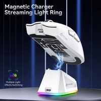 Mouse Gamer sem Fio Attack Shark X11 com Base de Carregamento Magnético RGB, Tri-Mode, 22.000 DPI, Sensor Óptico PAW3311, 5 Botões - Branco