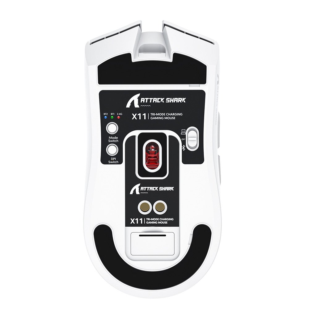 Imagem 5 de 9 do produto Mouse Gamer sem Fio Attack Shark X11 com Base de Carregamento Magnético RGB, Tri-Mode, 22.000 DPI, Sensor Óptico PAW3311, 5 Botões - Branco