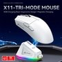 Mouse Gamer sem Fio Attack Shark X11 com Base de Carregamento Magnético RGB, Tri-Mode, 22.000 DPI, Sensor Óptico PAW3311, 5 Botões - Branco