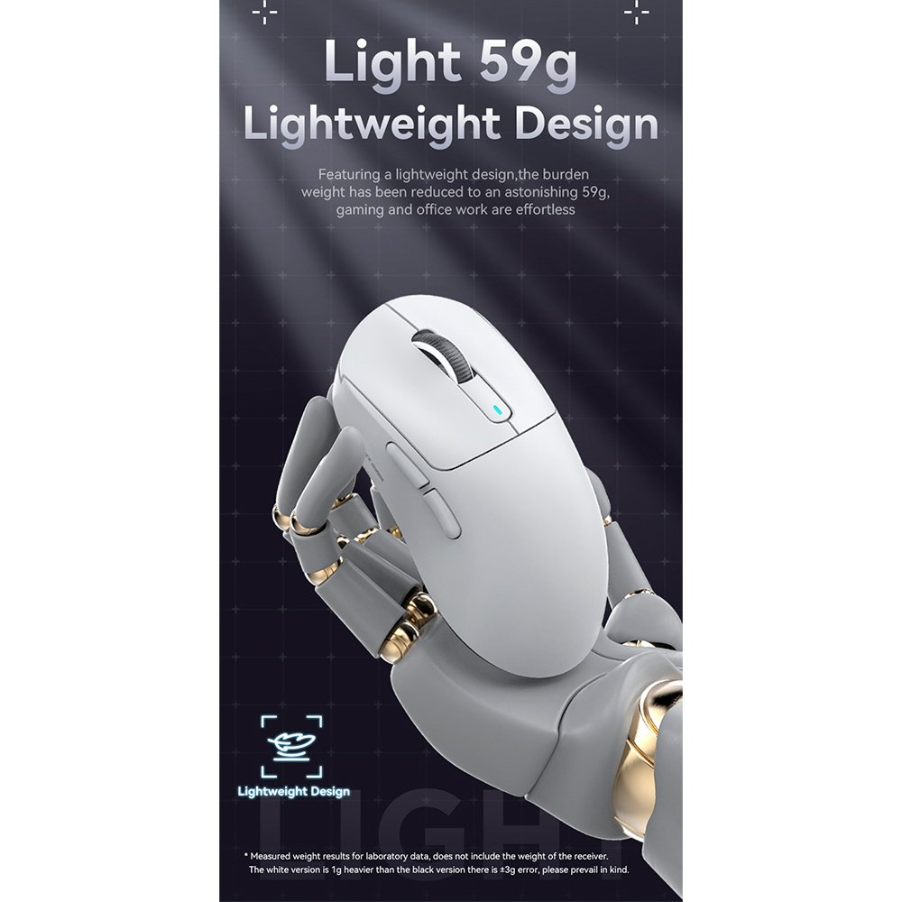 Mouse Gamer sem Fio Attack Shark X3Pro 4K/8K, Tri-Mode, 26.000 DPI, Sensor Óptico PAW3395, 7 Botões - Branco