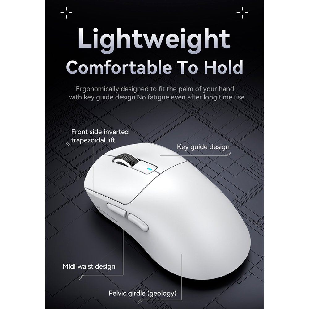 Mouse Gamer sem Fio Attack Shark X3Pro 4K/8K, Tri-Mode, 26.000 DPI, Sensor Óptico PAW3395, 7 Botões - Branco