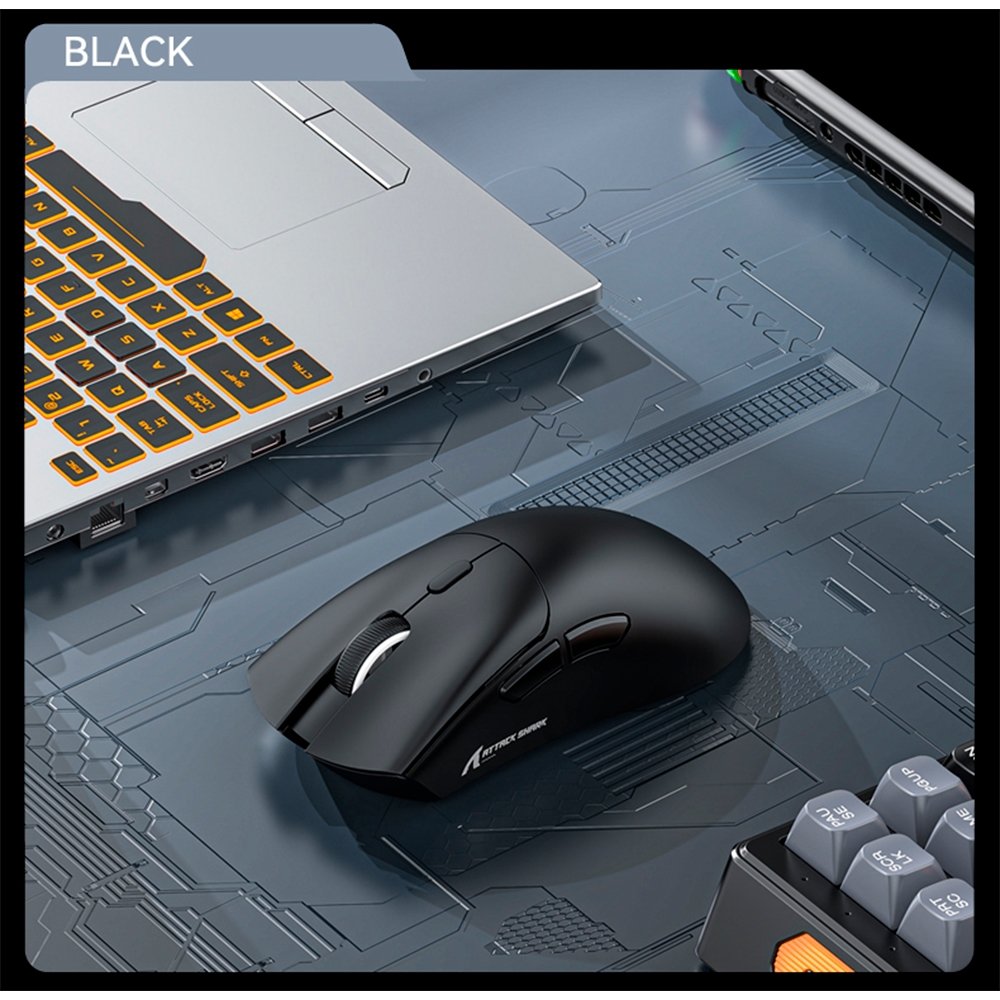 Imagem 5 de 5 do produto Mouse Gamer sem Fio Attack Shark R1 Ultraleve e design Ergonômico, Tri-Mode, 18.000 DPI, Sensor Óptico PAW3311, 6 Botões - Preto