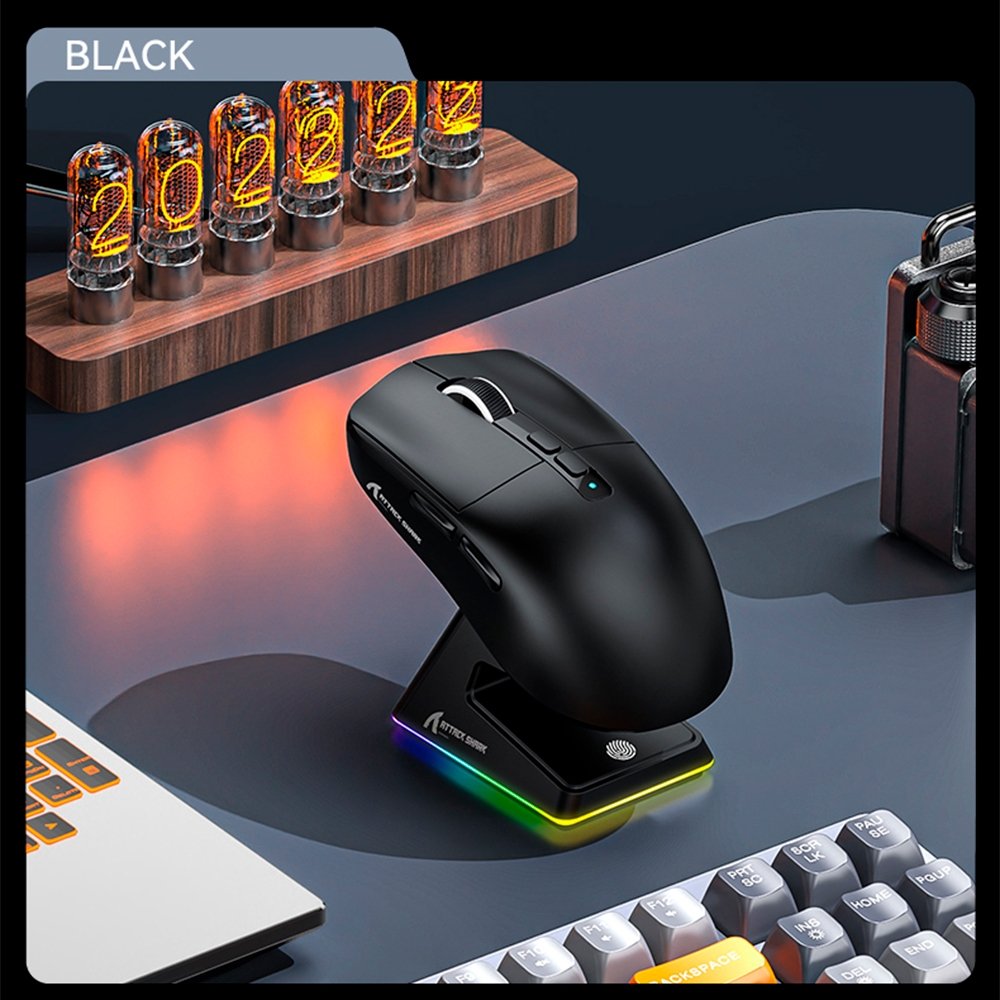 Mouse Gamer sem Fio Attack Shark X6 Ultraleve com Base de Carregamento Magnético RGB, Tri-Mode, 26.000 DPI, Sensor Óptico PAW3395, 7 Botões Programáveis - Preto - view 7