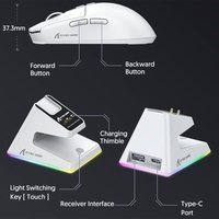 Mouse Gamer sem Fio Attack Shark X6 Ultraleve com Base de Carregamento Magnético RGB, Tri-Mode, 26.000 DPI, Sensor Óptico PAW3395, 7 Botões Programáveis - Branco
