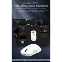 Mouse Gamer sem Fio Attack Shark X6 Ultraleve com Base de Carregamento Magnético RGB, Tri-Mode, 26.000 DPI, Sensor Óptico PAW3395, 7 Botões Programáveis - Branco