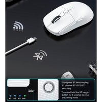 Mouse Gamer sem Fio Attack Shark X6 Ultraleve com Base de Carregamento Magnético RGB, Tri-Mode, 26.000 DPI, Sensor Óptico PAW3395, 7 Botões Programáveis - Branco