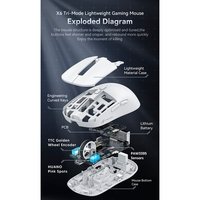 Mouse Gamer sem Fio Attack Shark X6 Ultraleve com Base de Carregamento Magnético RGB, Tri-Mode, 26.000 DPI, Sensor Óptico PAW3395, 7 Botões Programáveis - Branco