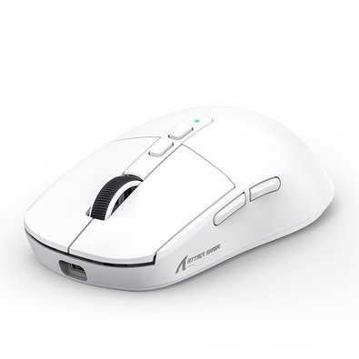 Mouse Gamer sem Fio Attack Shark X6 Ultraleve com Base de Carregamento Magnético RGB, Tri-Mode, 26.000 DPI, Sensor Óptico PAW3395, 7 Botões Programáveis - Branco