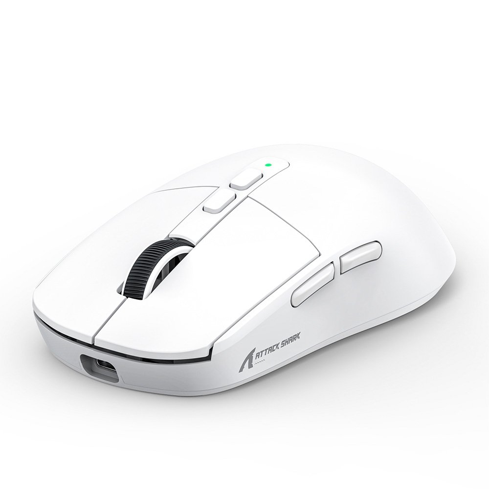 Mouse Gamer sem Fio Attack Shark X6 Ultraleve com Base de Carregamento Magnético RGB, Tri-Mode, 26.000 DPI, Sensor Óptico PAW3395, 7 Botões Programáveis - Branco - view 4