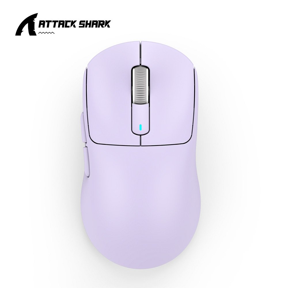 Imagem 6 de 6 do produto Mouse Gamer sem Fio Attack Shark X3 Tri-Mode, 26.000 DPI, Sensor Óptico PAW3395, 6 Botões Programáveis - Lilás