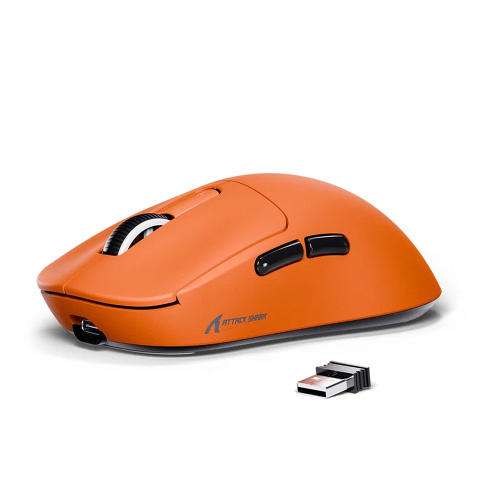 Mouse Gamer sem Fio Attack Shark X3 Tri-Mode, 26.000 DPI, Sensor Óptico PAW3395, 6 Botões Programáveis - Laranja Mouse Gamer sem Fio Attack Shark X3 Tri-Mode, 26.000 DPI, Sensor Óptico PAW3395, 6 Botões Programáveis - Laranja